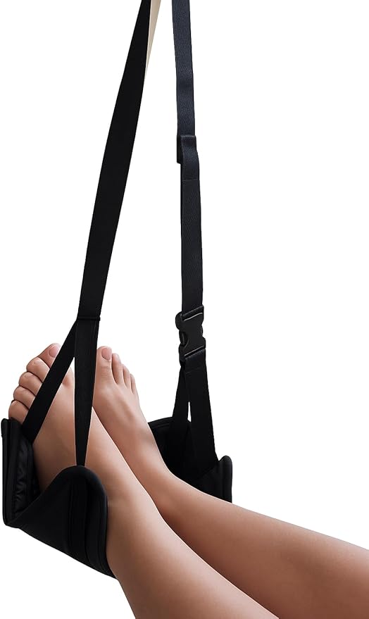 Airplane Footrest Hammock – Portable Adjustable Travel Leg Rest for Airplane Seat & Office Desk, Flight Essentials for Long Haul Comfort, Airplane Travel Must Have for International Trips