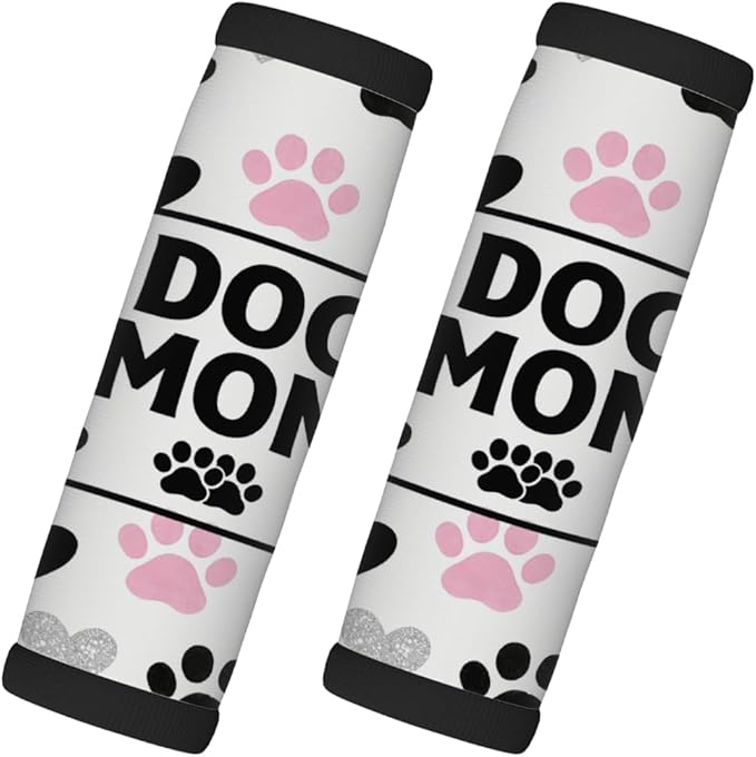 2 Pack Luggage Handle Wrap with Travel Tags - Non-Slip Protective Cover Soft Handle Grips Covers for Suitcase(Dogs Mom)