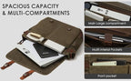 Vintage Genuine Leather Waxed Canvas Briefcase Large Satchel Shoulder Bag Rugged Computer 15.6" Laptop Bag