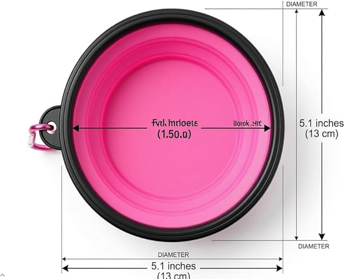 Silicone Foldable Pet Food Water Feeder, Collapsible Travel Bowl for Dog and Cat, Outdoor Portable (Pink)