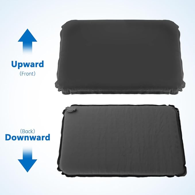 Portable Self-Inflating Seat Cushion, Portable Travel Cushion Airplane Seat, Memory Foam Sitting Pad for Travel Airplane Car Bleachers Backpacking Office(Grey)