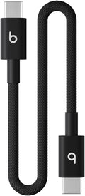 Beats USB-C to USB-C Woven Short Cable Fast Charging Durable/Tangle-Free Compatible Charger for Apple & Android Devices (8 in, 20 cm) - Bolt Black