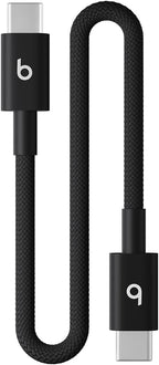 Beats USB-C to USB-C Woven Short Cable Fast Charging Durable/Tangle-Free Compatible Charger for Apple & Android Devices (8 in, 20 cm) - Bolt Black