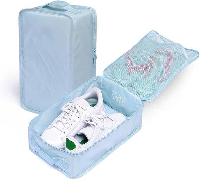 Travel Shoe Bags, Foldable Waterproof Shoe Pouches Organizer-Double Layer (6 Blue Shoe Bags)