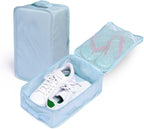 Travel Shoe Bags, Foldable Waterproof Shoe Pouches Organizer-Double Layer (6 Blue Shoe Bags)