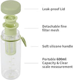 watchget Cold Brew Coffee Maker Travel Tumbler with Soft Silicone Handle Portable Iced Coffee & Tea Infuser with Airtight Lid Cold Brew Travel Cup 20oz/600ml Green