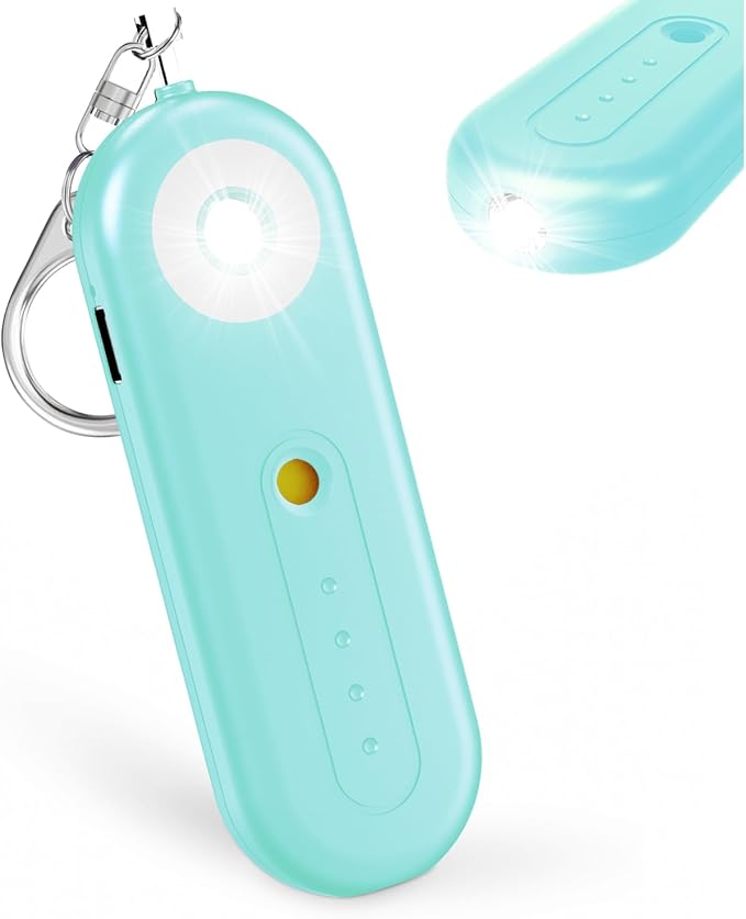 Rechargeable Personal Safety Alarm for Women - 130dB Self Defense Keychain Alarm Whistle with SOS Strobe Light, Low Battery Notice - Security Protection Devices for Kids Elderly College Essentials