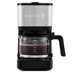 Holstein Housewares 5 Cup Coffee Maker – Compact Drip Coffee Machine with Auto Pause & Serve, Reusable Filter, Glass Carafe, Water Window & Warming Plate, Black