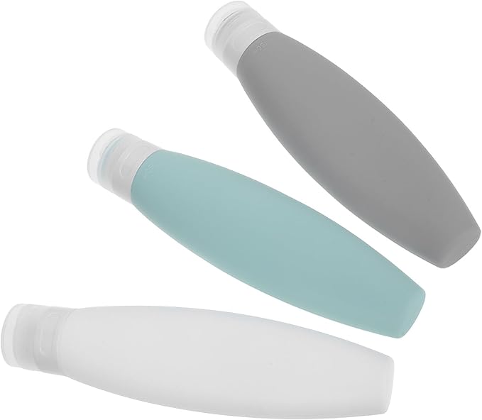 Healeved 3pcs 150ml Silicone Travel Bottles Set, Leak-proof Portable Squeeze Containers for Toiletries, Refillable Cosmetic Bottles for Shampoo and Lotion, Travel Size Toiletries