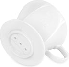Pour Over Ceramic - Coffee Dripper Ceramic Coffee Maker with 3 Holes Flat Bottom, Porcelain Slow Filter Cone for Travel, Camping, Office, Home, Coffee Maker Brew, White