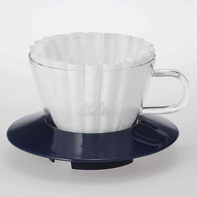 Carita WDG-155#05065 Wave Series Glass Coffee Dripper for 1-2 People, Smoky Blue