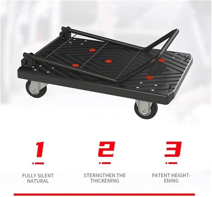 Flat Bed carts with Wheels Foldable Household Folding Portable Flatbed Trolley Handcart Courier Transporter Portable Trolley Cargo Trailer Heavy - Duty trolleyflatbed Truck