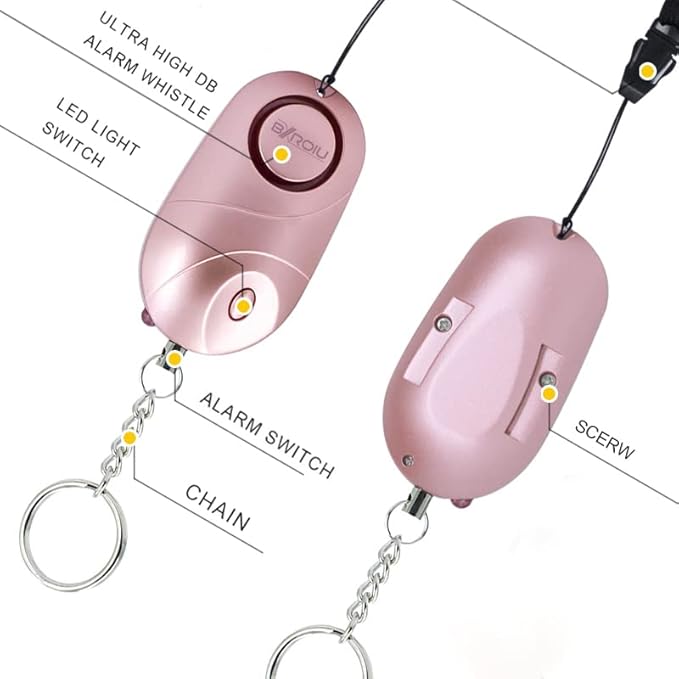 Personal Alarm Siren Emergency Self Defense Security with LED Lights Safety Alarm for Women Kids and Elders (Rose Gold + Black)