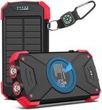 BLAVOR Portable Foldable Solar Charging Pack with Built-in USB-C Cable & Crossbody Lanyard, Plus Solar Charger Power Bank 10,000mAh, 20W PD, Waterproof, Orange for Outdoor Camping Hiking Backpacking