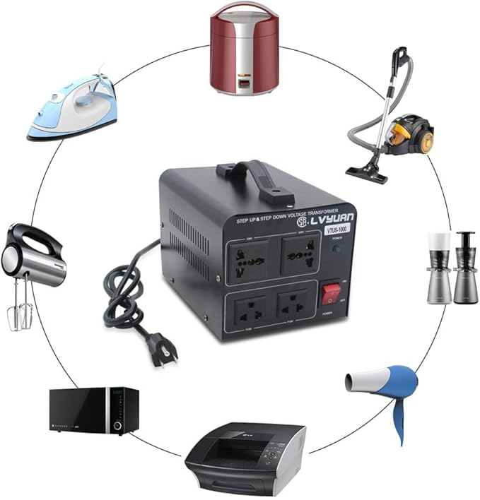 Cantonape Voltage Transformer Converter 1000 Watt Step Up/Down Convert from 110-120 Volt to 220-240 Volt and from 220-240 Volt to 110-120 Volt with 2 US Outlets, 2 Universal Outlets