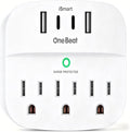 1 Pack Multi Plug Outlet Splitter, 490J Surge Protector Outlet Extender with 3 AC Outlets and 4 USB Wall Charger (2 USB C Ports), Small Adapter for Dorm Room and Travel Essentials, ETL Listed, White