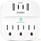 1 Pack Multi Plug Outlet Splitter, 490J Surge Protector Outlet Extender with 3 AC Outlets and 4 USB Wall Charger (2 USB C Ports), Small Adapter for Dorm Room and Travel Essentials, ETL Listed, White