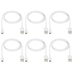 Micro USB Cable 6-Pack 3ft - Fast Charging and Data Sync Cord for Samsung Galaxy S7/S6 Edge, Android Phones, Tablets, PS4, Xbox One Controllers - USB-A to MicroUSB Charging Cables, White