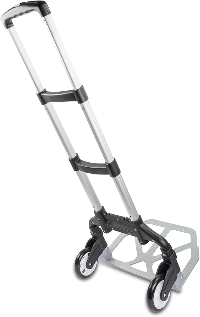 Ultimaxx Professional Heavy-Duty 150 Pound (lb) Capacity Aluminum Folding Hand Truck/Luggage Cart (Black/Silver) with Adjustable Handle, Folding Away Wheels, and Bungee Cord