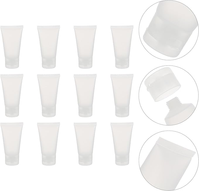 12pcs 30ml Refillable Squeeze Tube Bottles Matte Flip Cap Travel Dispenser Containers for Cosmetics and Lotion Toiletries
