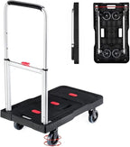 Folding Hand Truck Platform Truck 330 Lbs Heavy Duty Dolly Cart with Wheels, Fully Folded Push Cart, Portable Trolley Utility Cart for Easy Storage, Garage Moving Shopping Home Office