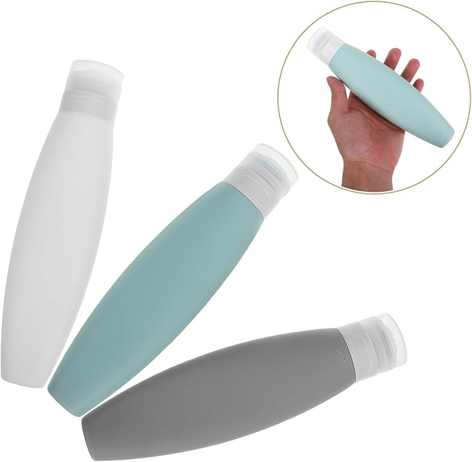 Healeved 3pcs 150ml Silicone Travel Bottles Set, Leak-proof Portable Squeeze Containers for Toiletries, Refillable Cosmetic Bottles for Shampoo and Lotion, Travel Size Toiletries