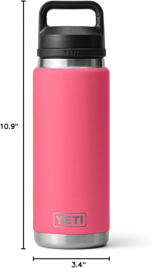 YETI Rambler 26 oz Bottle, Leakproof, Vacuum Insulated, Stainless Steel with Chug Cap, Tropical Pink