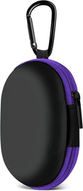for Earbuds Carrying Case, Small Oval Storage Cases, Tech Pouch, Portable Storage Earbud Pouch Bag for Earbuds, in-Ear Headphones, Earphones, Headsets, Hearing Aids, USB Charging Cable, Purple1