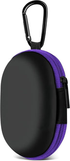for Earbuds Carrying Case, Small Oval Storage Cases, Tech Pouch, Portable Storage Earbud Pouch Bag for Earbuds, in-Ear Headphones, Earphones, Headsets, Hearing Aids, USB Charging Cable, Purple1