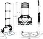 Aluminum Folding Hand Trucks, Foldable Roller Shopping Trolley Collapsible 2 Wheel Trolley Expandable Large Chassis Foldable intoBackpack for Moving Travel Shopping Airport Office,Black