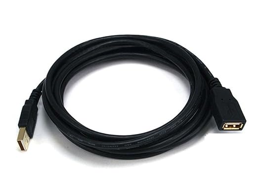 Monoprice USB Type-A to USB Type-A Female 2.0 Extension Cable - 10 Feet - Black (3 Pack) 28/24AWG, Gold Plated Connectors