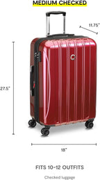 DELSEY PARIS Helium Aero Hardside Expandable Luggage with Spinner Wheels, Plum, Checked-Medium 24 Inch