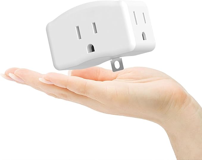 ETL Listed 3 Prong to 2 Prong Grounded Adapter, FiiMan 3 Pin to 2 Pin Polarized Plug Extender Power Strip Triple Outlet Converter, 3-Sided Outlets Wall Plug Splitter for Household Appliances,White(2)