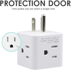 Multi Plug Outlet Extender, Vsanstar 3 Prong Wall Tap 4 Way AC Electrical Outlets Power Strip, Power Plug Splitter Grounded to USA Adapter for Home Office, Kitchen (USA Plug Outlet)
