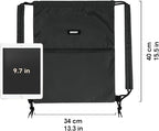 WANDF Drawstring Backpack Sports Gym Bag with Shoulder Pads Water Resistant String Bag Cinch Bag for Women Men (Black)