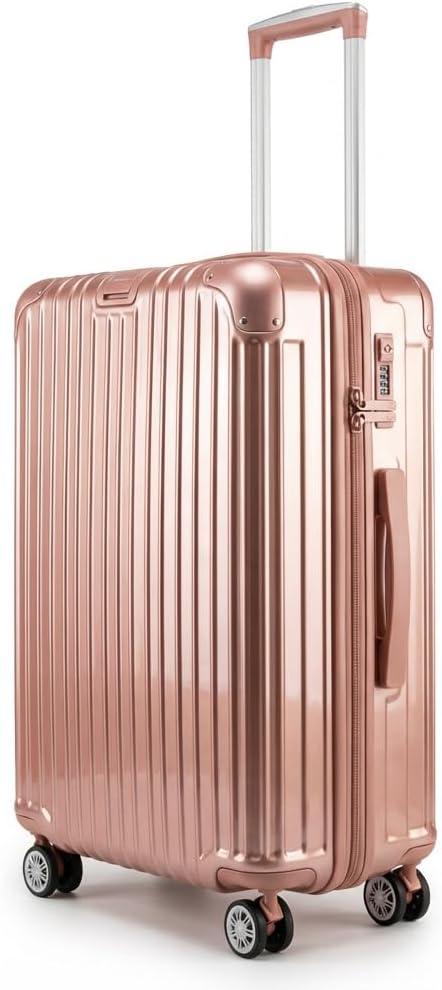 Gabbiano Macan 3 Piece ABS Luggage Set – Expandable Hardshell Suitcase with Add-A-Bag Strap, TSA Lock & 8-Wheel Spinners – Lightweight (20" Carry On, 26" Medium, 30" Large) (Rose Gold, Large 30)