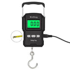Rechargeable Lugagge Scale Portable Electronic Hook Scale Digital Hanging Bag Luggage Weight Scale Fishing Scale with Measuring Tape 165Lb Black