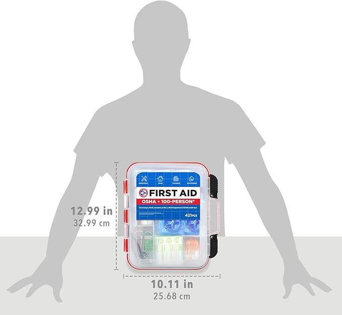 Be Smart Get Prepared 421pc First Aid Kit Exceeds OSHA Guidelines 100 People - Office, Home, Car, School, Emergency, Survival, Camping, Hunting and Sports