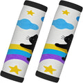 2 Pack Luggage Handle Wrap with Travel Tags - Non-Slip Protective Cover Soft Handle Grips Covers for Suitcase(Rainbow Cloud Cat)
