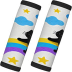 2 Pack Luggage Handle Wrap with Travel Tags - Non-Slip Protective Cover Soft Handle Grips Covers for Suitcase(Rainbow Cloud Cat)