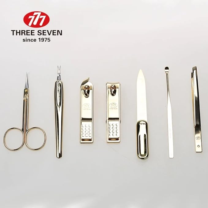 World No. 1. Three Seven (777) Travel Manicure Grooming Kit Nail Clipper Set (7 PCs, TS-4112G), MADE IN KOREA, SINCE 1975.