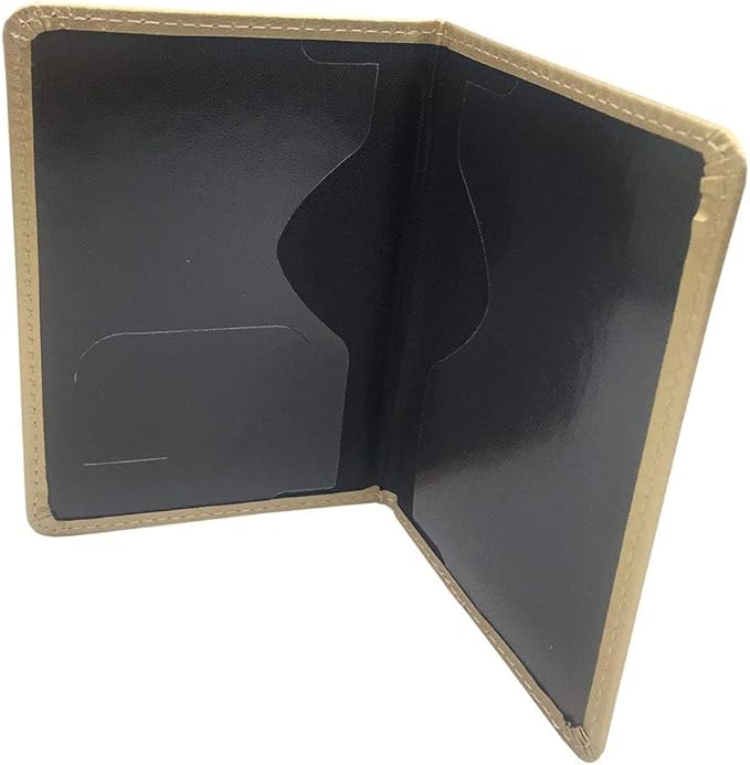 Missmore PU Leather Passport Cover with Gold USA Logo Printed for Travel (Champagne)