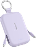 RORRY CharmGo Portable Charger, 5000mAh Portable Charger Power Bank with Built-in Cables, Travel Keychain Charger Battery Pack for iPhone 17/16/15/14/13/12, for AirPods 2/3/4/Pro, Purple
