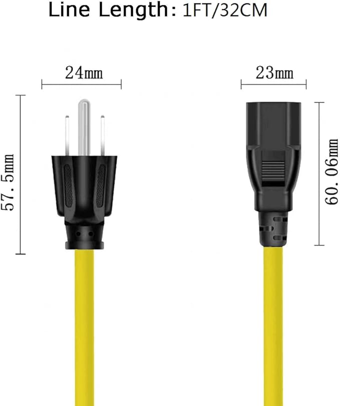 12AWG Heavy Duty Extender AC Plug Adapter [4-in-1], 15 Amp Household to 20 Amp T Blade Power Extension Cord, 1FT/32CM 12AWG Nema 5-15P to 5-20R/6-15R/ 6-20R, 15A 125V to 20A 250V Adapter Cable