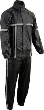 Milwaukee Leather MPM9510 Men's Black Water-Resistant Motorcycle Rain Suit with Hi Vis Reflective Tape