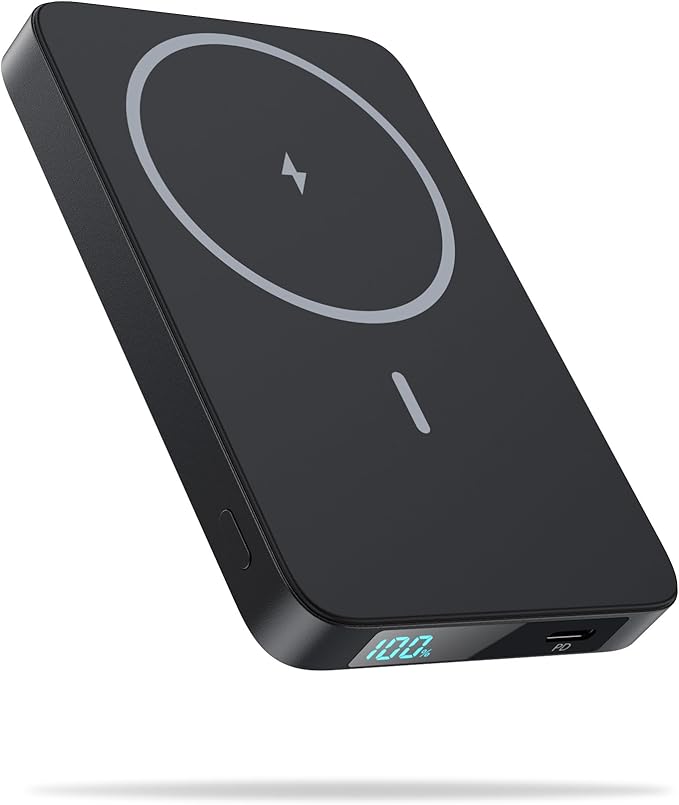 Magnetic Portable Charger Power Bank,Slim 5500mAh LCD Display Wireless Portable Charger,PD USB-C in&Out Travel Essentials Battery Pack Compatible with Magsafe,iPhone 17/16/15 Pro/14/13/12 Series