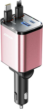 [2026 Upgrade] Retractable Car Charger 84W Car Charger USB C for iPhone 17 16 Fast Charging, Pink Car Accessories, Car Phone Charger Adapter for iPhone 17 Air 16 15 Pro Max, Pixel