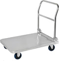 Push Cart Stainless Steel Platform Truck Foldable Handle Thicken Panel for Luggage Tools Appliances Transport High Bearing Capacity Push Cart Platform Hand Truck (304 60