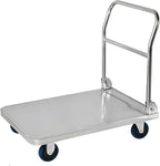 Push Cart Stainless Steel Platform Truck Foldable Handle Thicken Panel for Luggage Tools Appliances Transport High Bearing Capacity Push Cart Platform Hand Truck (201 60