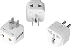 Unidapt US Travel Plug Adapters - UK India EU to US Pin Converter, 3-Pack American Power Plug Adapter, Europe to USA Canada Mexico, Safe Grounded Type B Outlet, 2 in 1 Universal Input Wall Socket